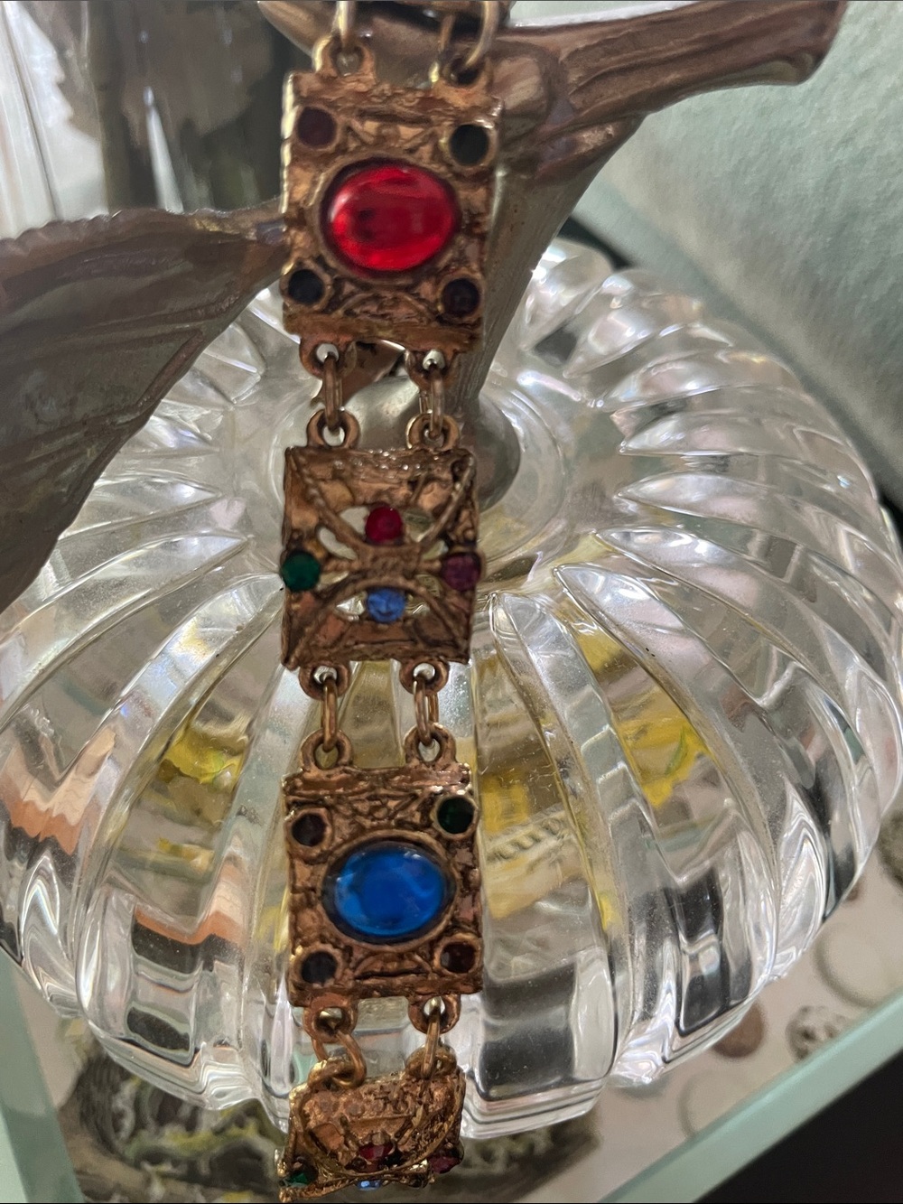 Vintage Multi-Color Gemstone link Bracelet
